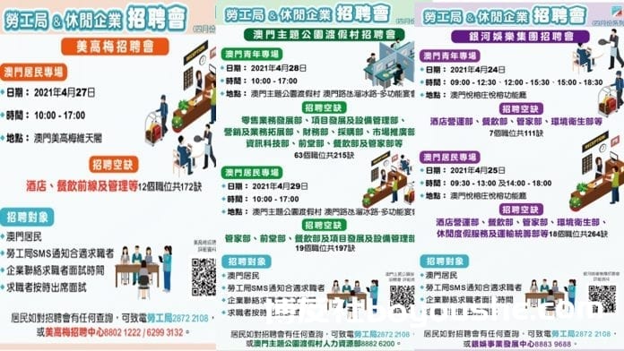 劳工局续与三博企合办六场招聘会 提供近千职位空缺